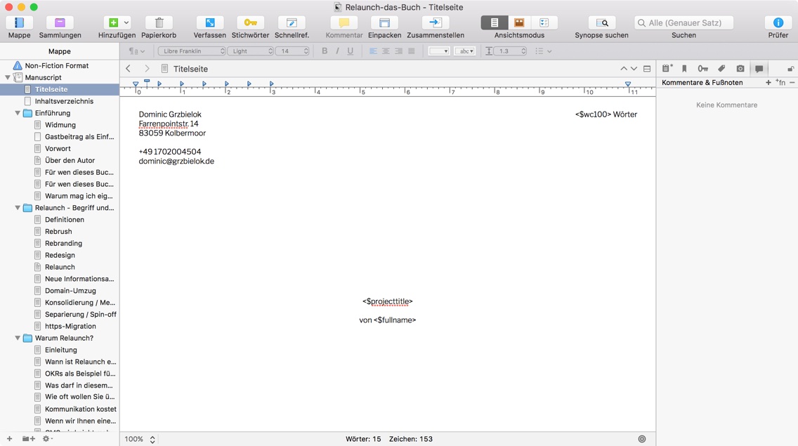 Scrivener: Womit ich das Buch schreibe